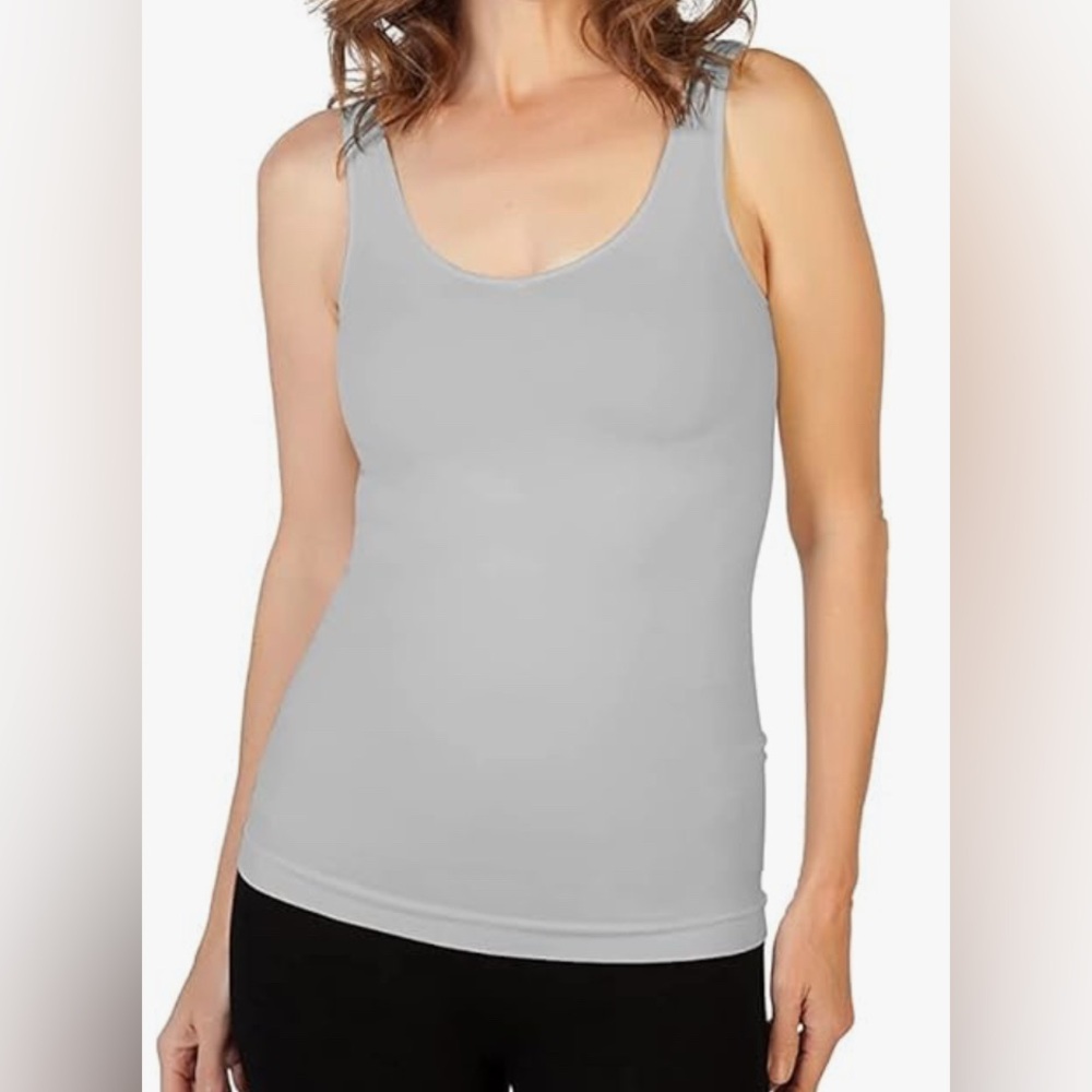 NEW Skinnytees One Size Basic Wide Strap Cami Camisole Tank Top Steel Gray Grey